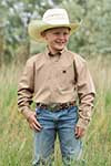 CINCH BOYS' KHAKI LONG SLEEVE BUTTON UP 