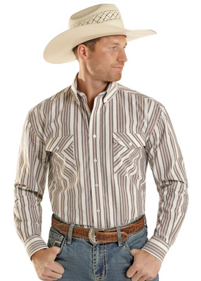 PANHANDLE SLIM STRIPED TWO POCKET BUTTON UP 