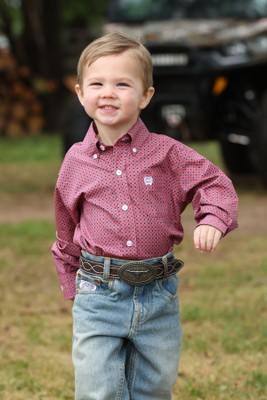 CINCH INFANT BOYS PINK LONG SLEEV BUTTON UP 