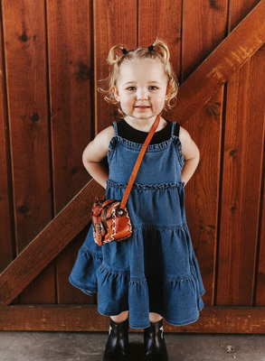 GIRLS DENIM RUFFLE DRESS