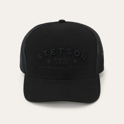 STETSON BLACK EMBROIDERED BALL CAP