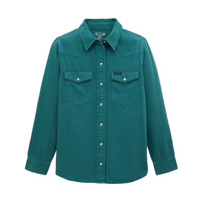 WRANGLER TURQOISE LONG SLEEVE PEARL SNAP