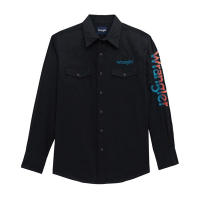 WRANGLER BLACK LONG SLEEVE MENS SHIRT 