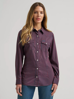 WRANGLER WOMEN RETRO WESTERN DRESS SNAP SHIRT