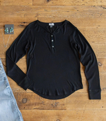 TASHA POLIZZI LAKOTA BLACK RIBBED LONG SLEEVE 