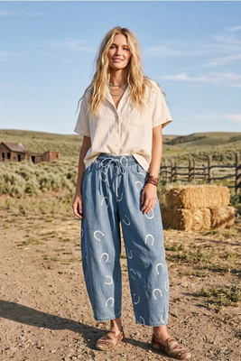 HORSESHOE DENIM BARREL JEANS