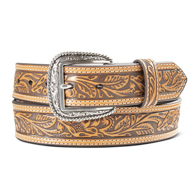 ARIAT MENS TOOLED DOUBLE STITCHED BELT 