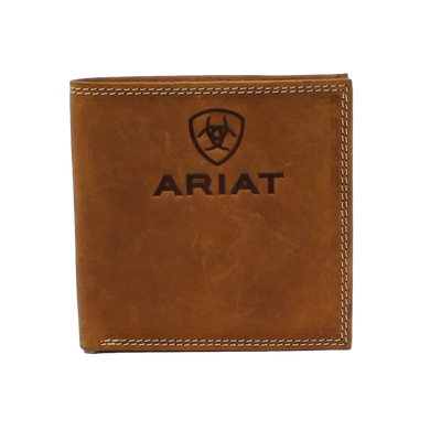 ARIAT EMBOSSED LOGO BROWN BIFOLD WALLET