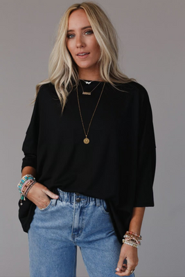 BLACK COZY COOL OVERSIZED WOMENS TEE