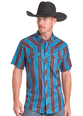 ROCK & ROLL MENS TEK STRIPED SHORT SLEEVE SHIRT