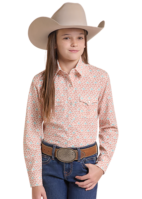 PANHANDLE SLIM GIRLS HORSE LONG SLEEVE SNAP SHIRT 