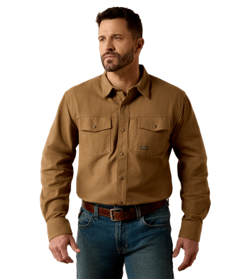 MENS REBAR FLANNEL PEARL SNAP WORK SHIRT