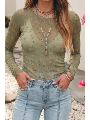 GREEN FLORAL LACE TOP
