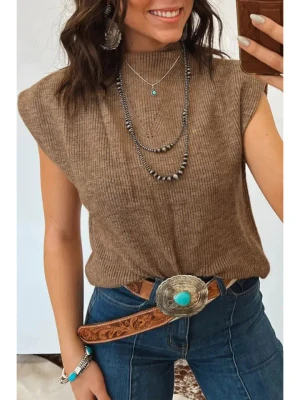 RIBBED MOCKNECK SWEATER  VEST 