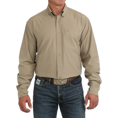 MEN'S ARENAFLEX KHAKI BROWN BUTTON DOWN