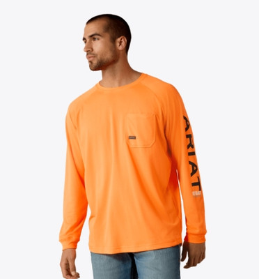 ARIAT MENS HEAT FIGHTER T SHIRT - ORANGE 