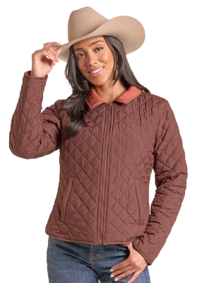 R&R BROWN REVERSIBLE QUILTED WOMENS JACKET