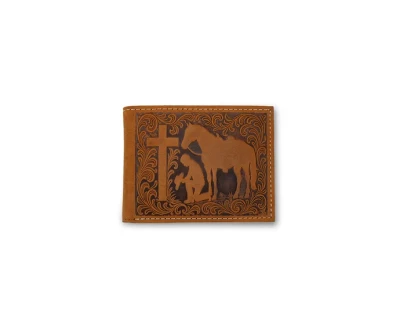 COWBOY PRAYER EMBOSSED LEATHER BIFOLD WALLET