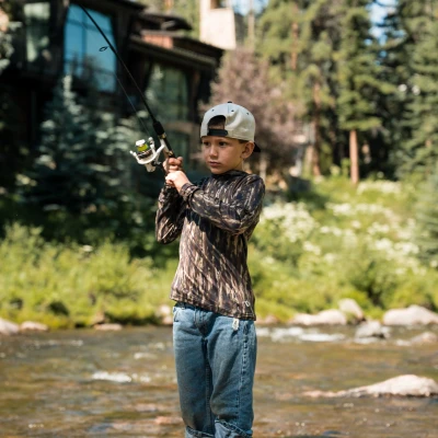 BURLEBO YOUTH PERFORMANCE HOODIE IN MIDLAND CAMO