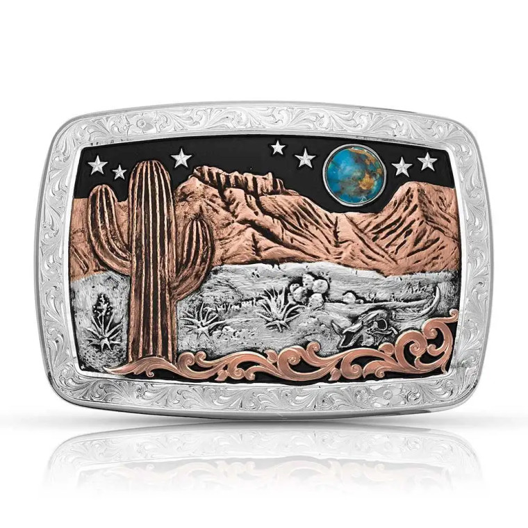 MONTANA DESERT MOON TURQ CACTUS BUCKLE