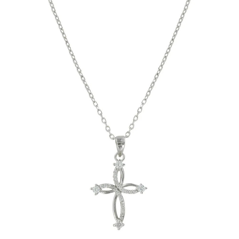 MONTANA CZ & SILVER TWISTED CROSS NECKLACE