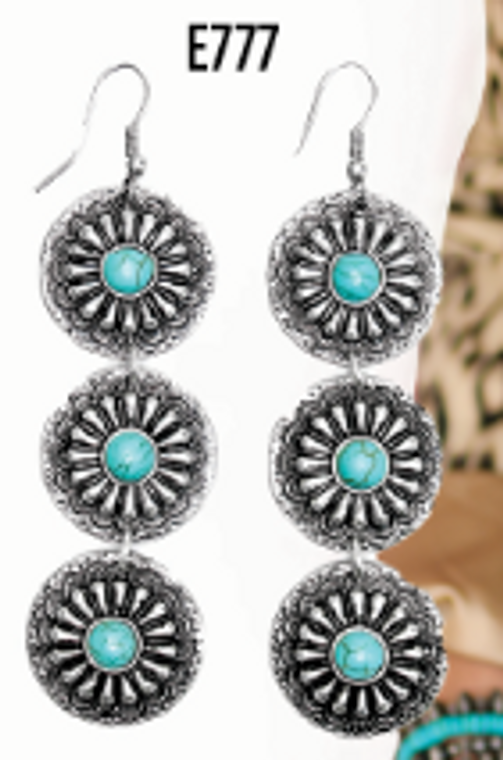 Silver and Turquoise 3-Tier Earring 