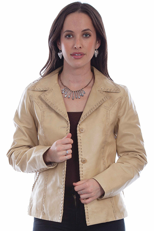 SCULLY CREAM LEATHER JACKET WOMENS
