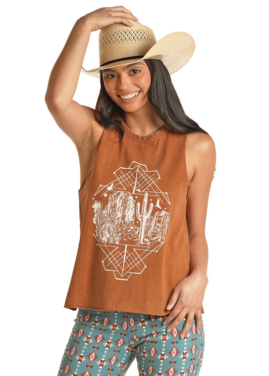 R&R MUSCLE TANK GRAPHIC COPPER