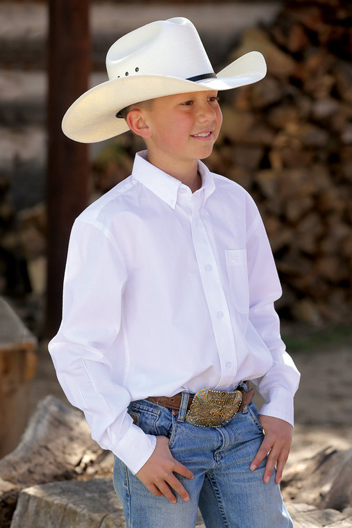 CINCH BOYS WHITE BUTTON DOWN