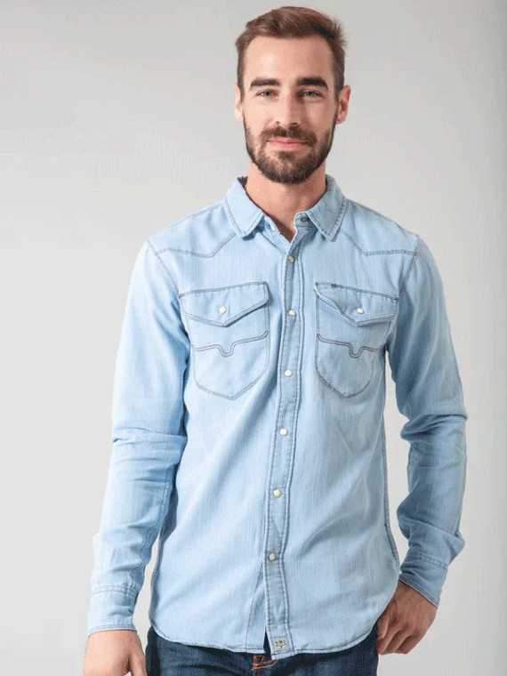 KIMES GRIMES LIGHT INDIGO WASHED SHIRT