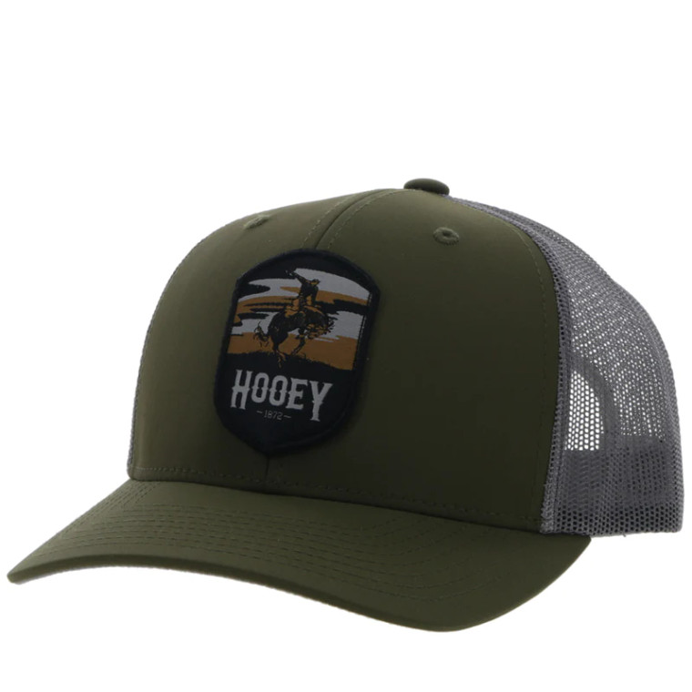 HOOEY "CHEYENNE" OLIVE/GREY WITH BLACK/TAN/GREY PATCH