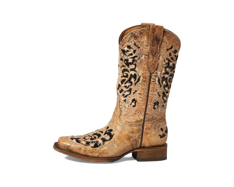 CORRAL T0042 GIRLS BLACK/BRONZE SPARKLE BOOT