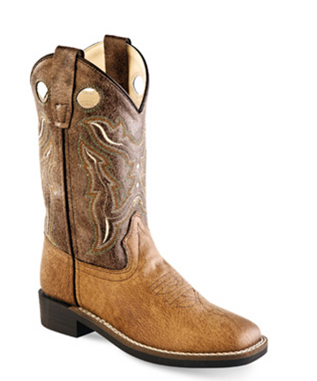 OLD WEST KIDS TAN SQUARE TOE BOOT