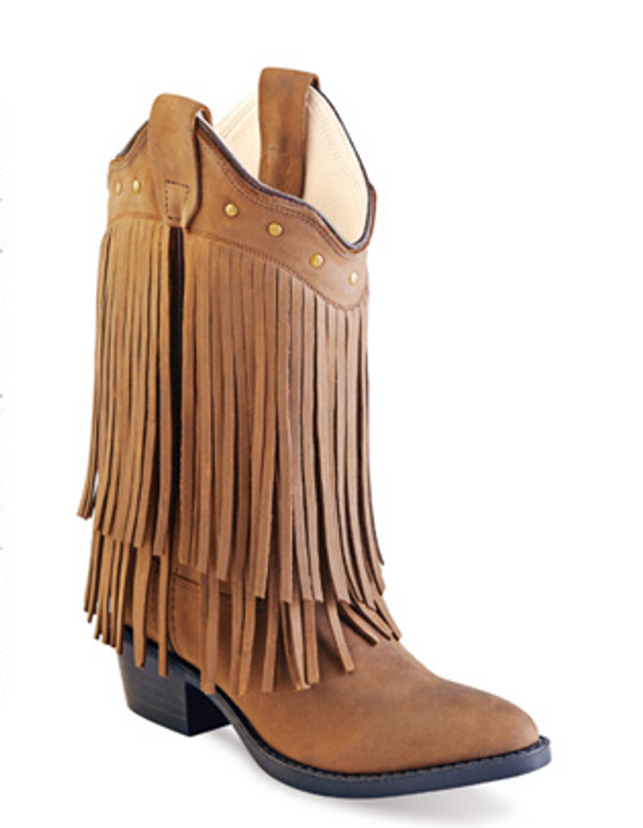 OLD WEST GIRLS LEATHER FRINGE BOOT