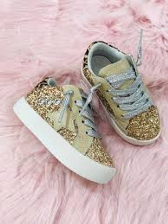 KIDS GOLD SPARKLE LPRD STAR SNEAKER