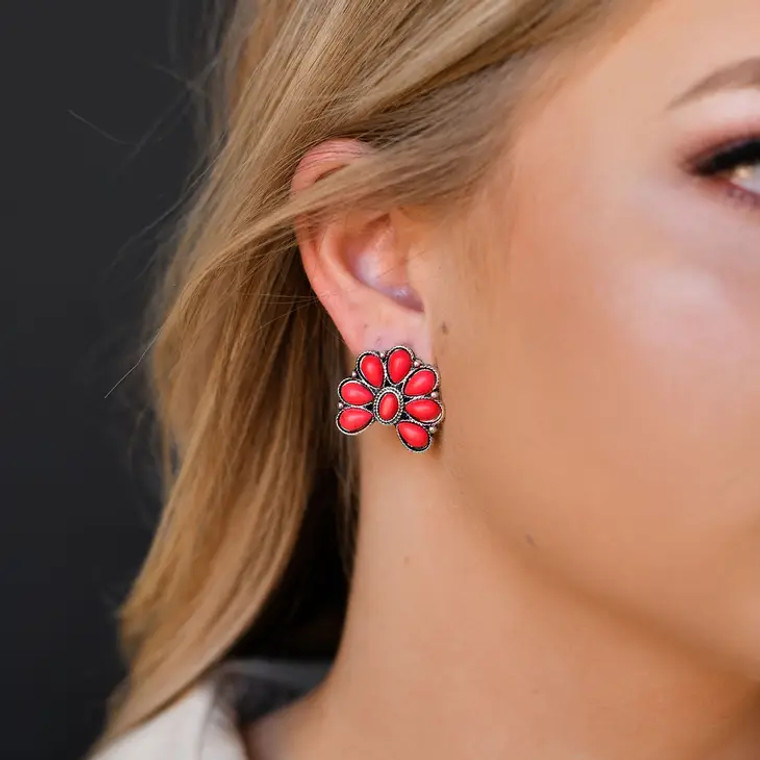 WC E734RD RED POST EARRING