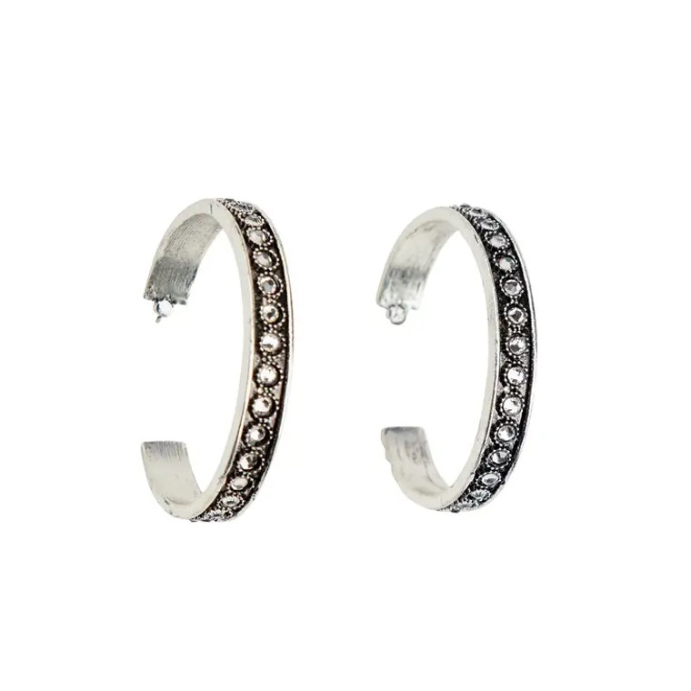 WEST & CO RHINESTONE HOOP EARRING