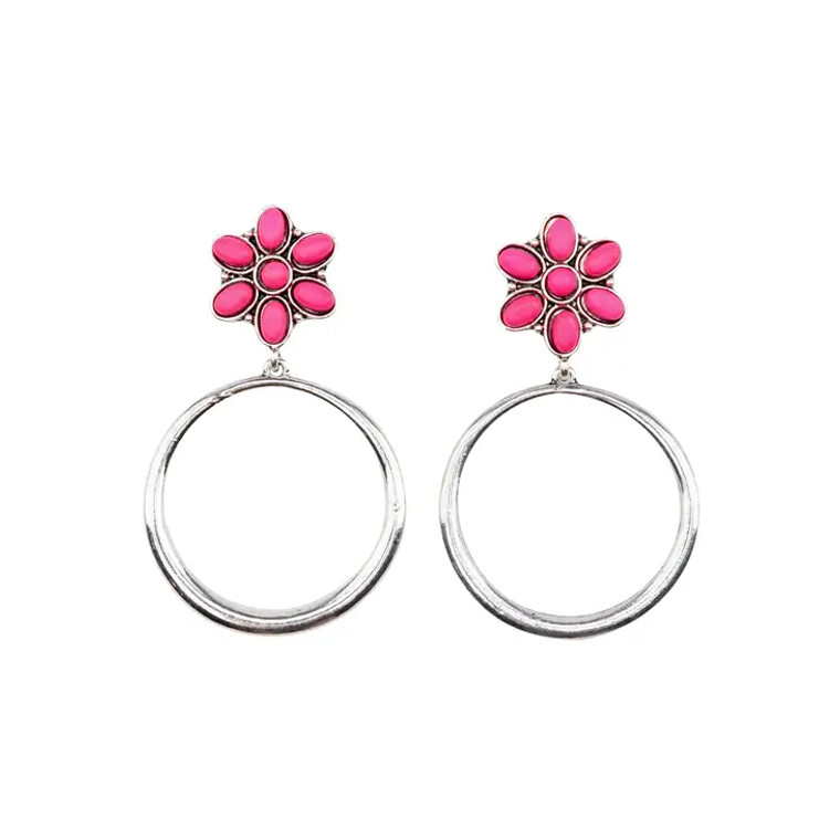 WEST & CO PINK FLOWER HOOP EARRING