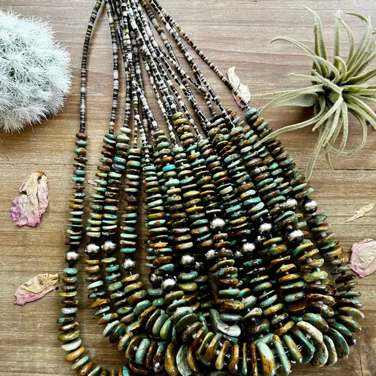 BF 22IN GRADUATED TURQUOISE AND NAVAJO PEARL NECKLACE
