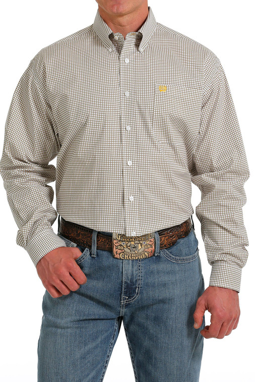 CINCH MENS LONG SLEEVE DOT PRINT BUTTON DOWN