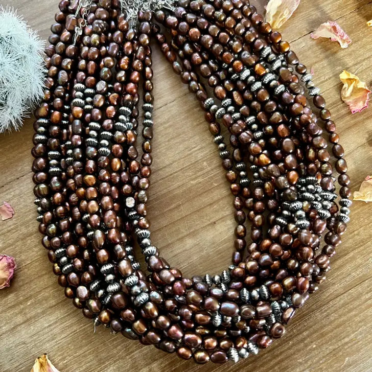BF 18IN FRESHWATER PEARL AND NAVAJO NECKLACE