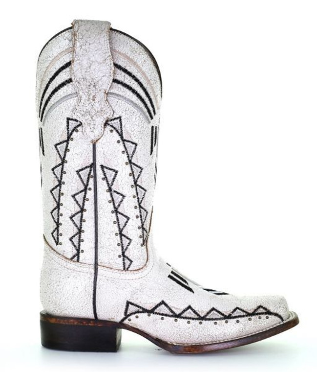 CIRCLE G L2018 WOMENS WHITE AZTEC EMBROIDERED BOOTS