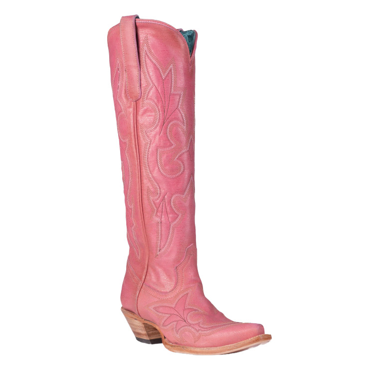 CORRAL WOMEN'S A4434 PINK & GOLD TALL SNIP TOE BOOTS