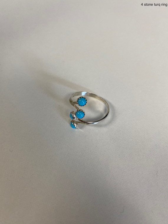 4 STONE TURQUOISE ADJUSTABLE RING