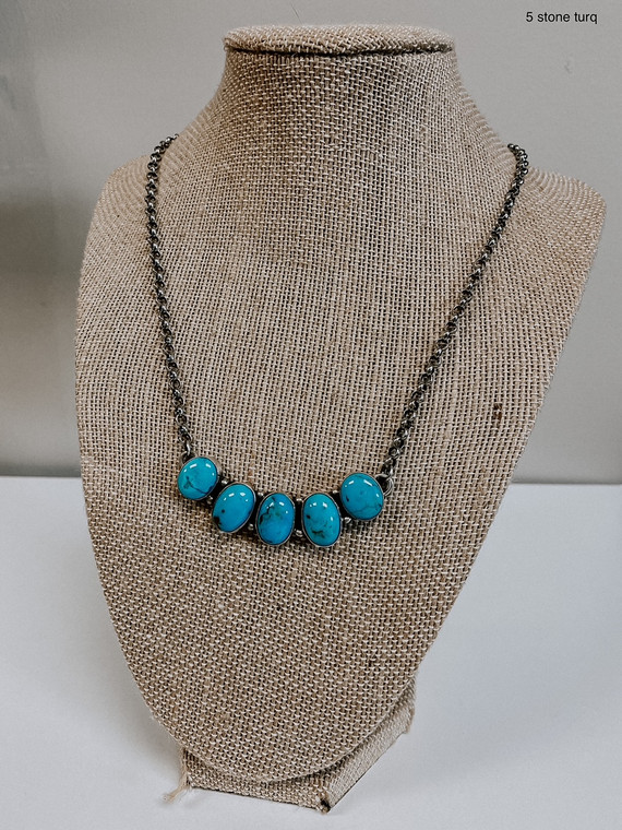 NAVAJO 5 STONE TURQUOISE NECKLACE