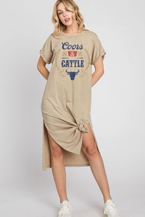 COORS LONG TAUPE TSHIRT DRESS