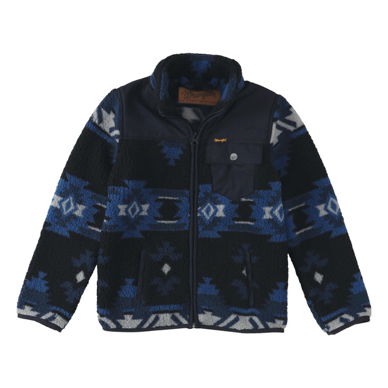 WRANGLER BOYS FULL ZIP SHERPA PULLOVER BLUE