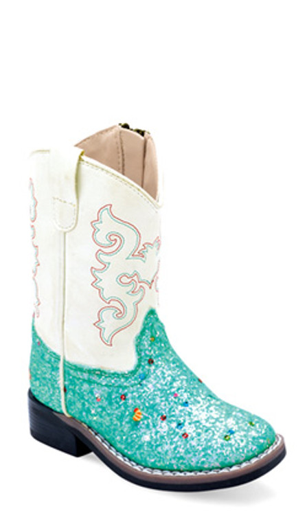 OLD WEST VB1086 KIDS TEAL SPARKLE BOOT