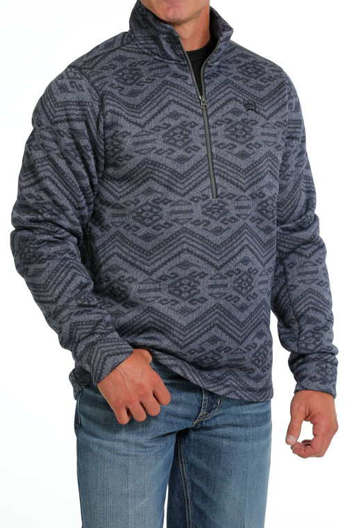 CINCH MENS BLUE ZIP SWEATER