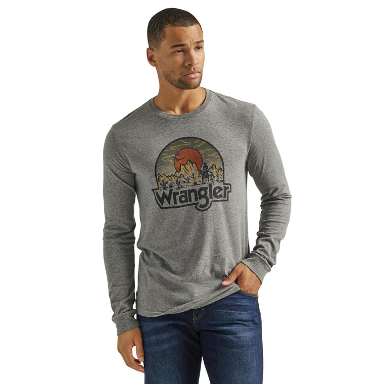 WRANGLER MEN'S LONG SLEEVE TEE GRAY MOUNTAIN